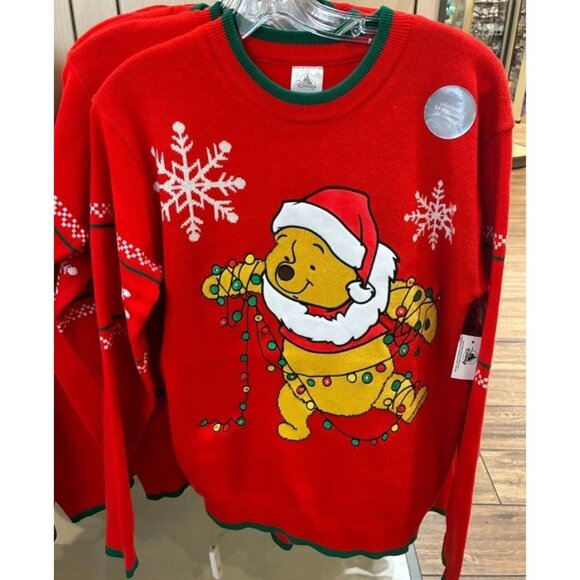 Disney Parks 2025 Winnie The Pooh Light Up Christmas Sweater Adult NEW - Picture 1 of 2